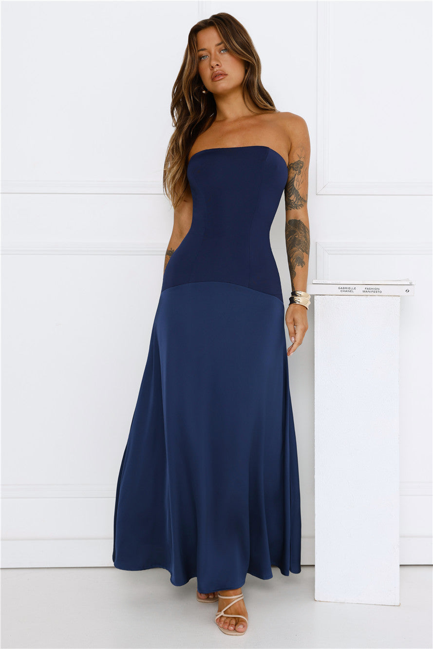 Daydream Darling Strapless Maxi Dress Navy