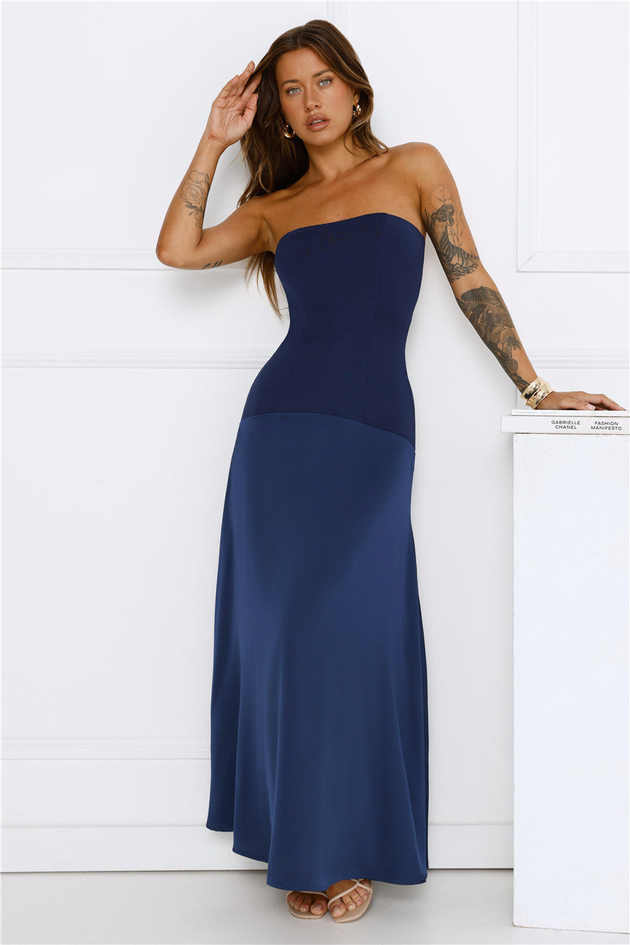Daydream Darling Strapless Maxi Dress Navy