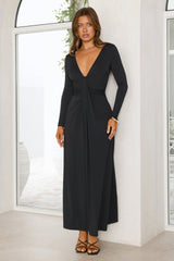 Gatekeep Long Sleeve Maxi Dress Black