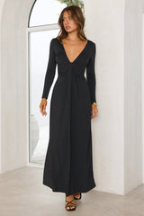Gatekeep Long Sleeve Maxi Dress Black