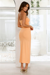 Seashell Serenity Strapless Midi Dress Orange