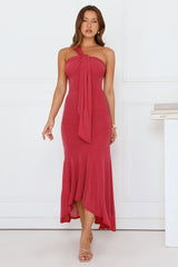 Scene Queen One Shoulder Maxi Dress Rose