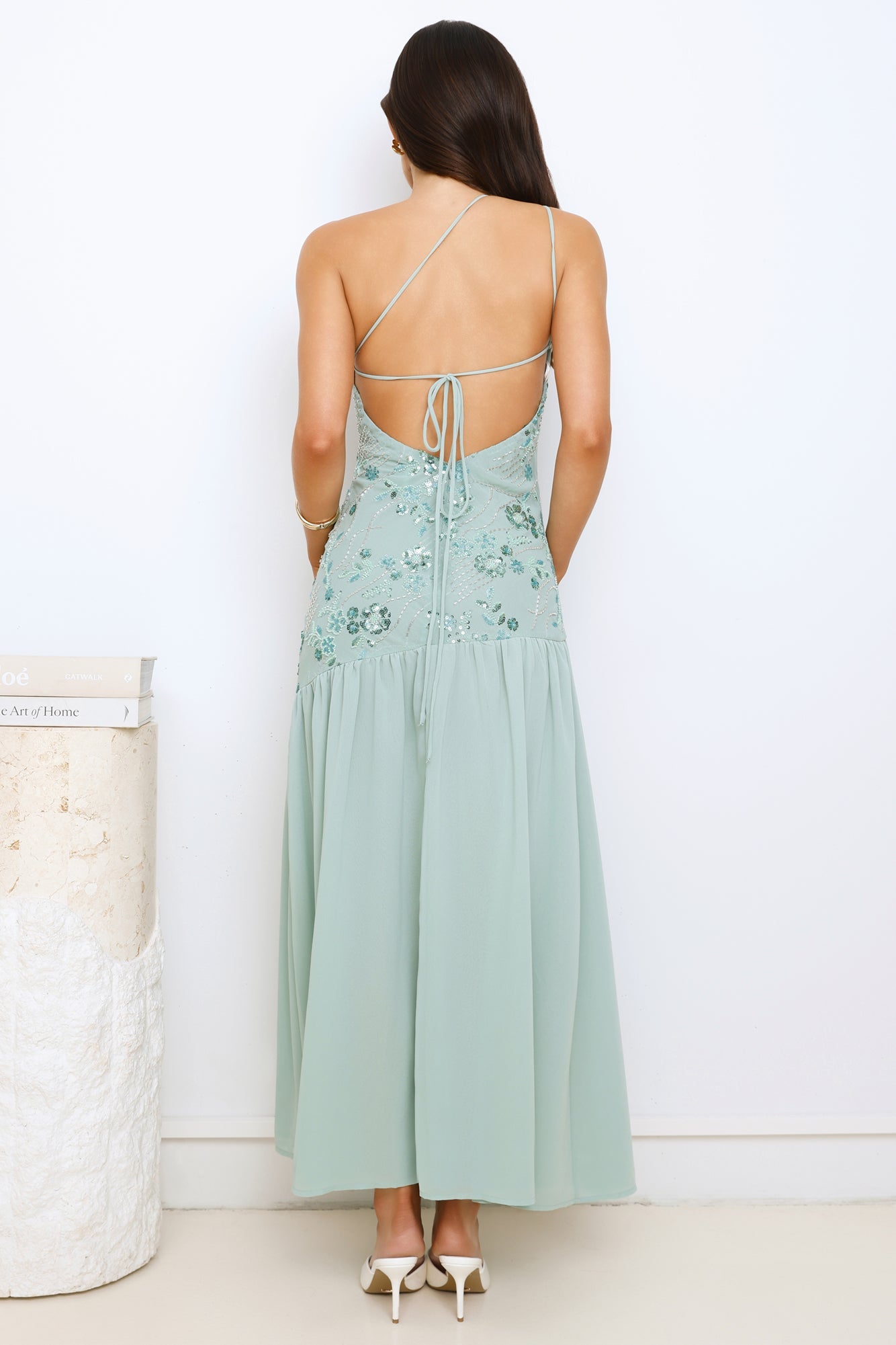 Love’s Secret Garden One Shoulder Maxi Dress Green