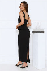 Sculpted Grace Maxi Dress Black