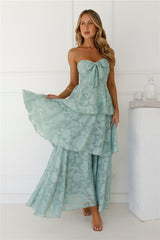 Whimsy In Wonderland Strapless Maxi Dress Sage