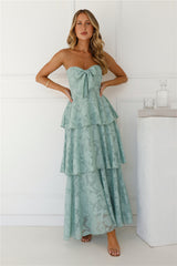 Whimsy In Wonderland Strapless Maxi Dress Sage