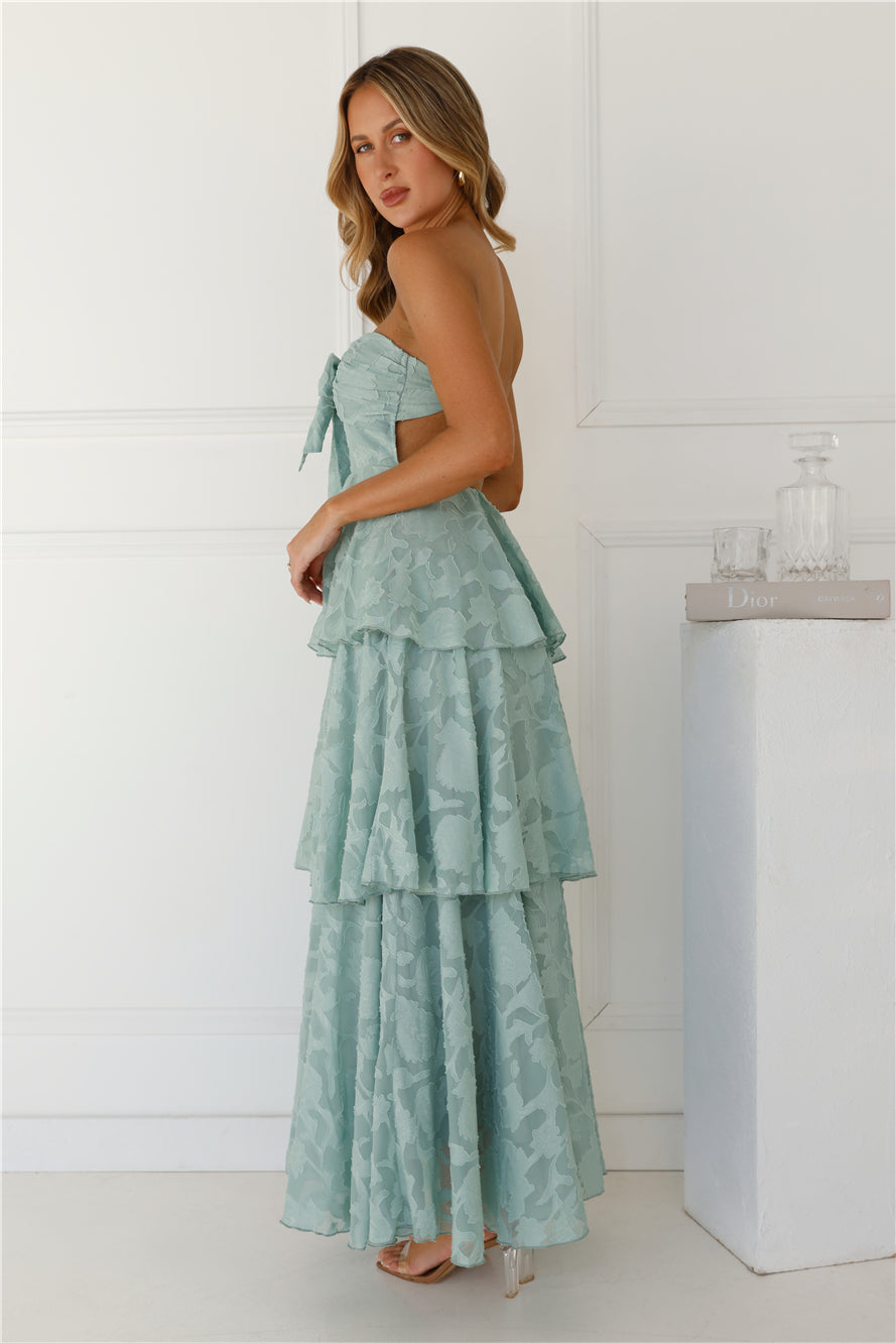 Whimsy In Wonderland Strapless Maxi Dress Sage