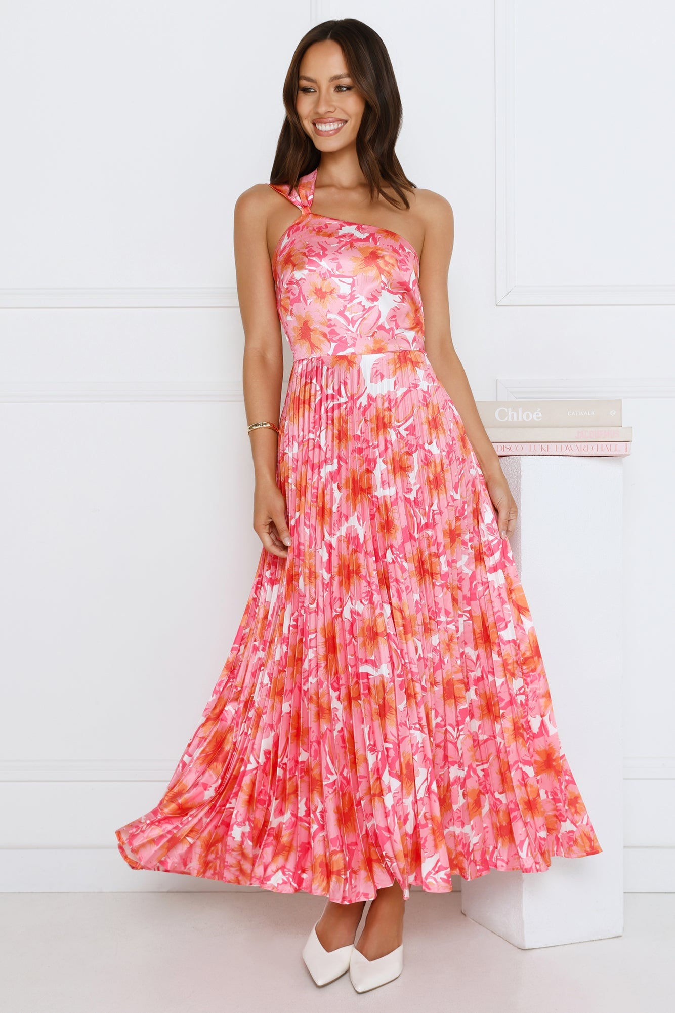 Sunny Silhouette Satin One Shoulder Pink