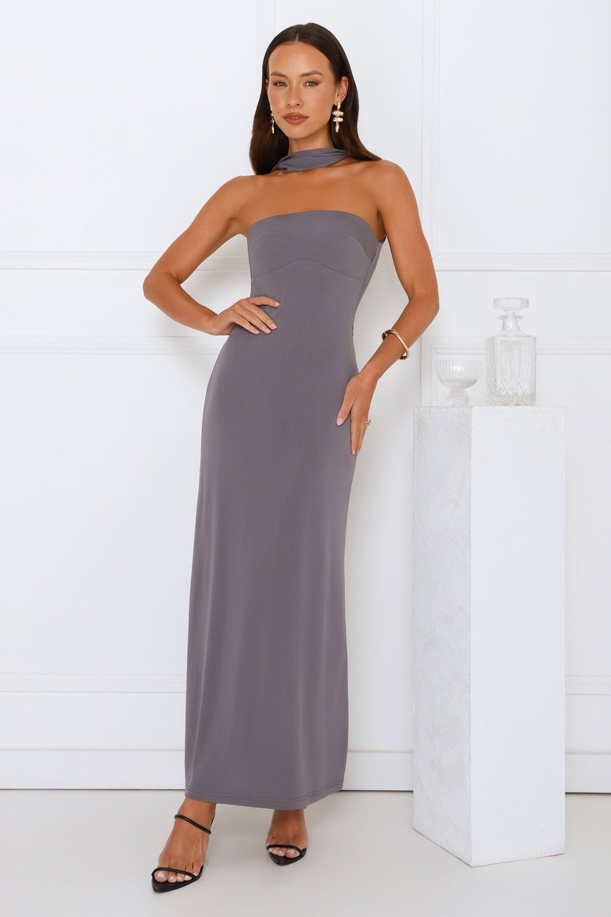 Starlight Serenade Maxi Dress Grey