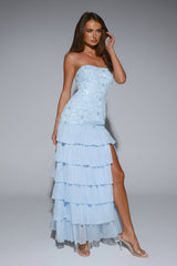 Dream State Strapless Maxi Dress Blue