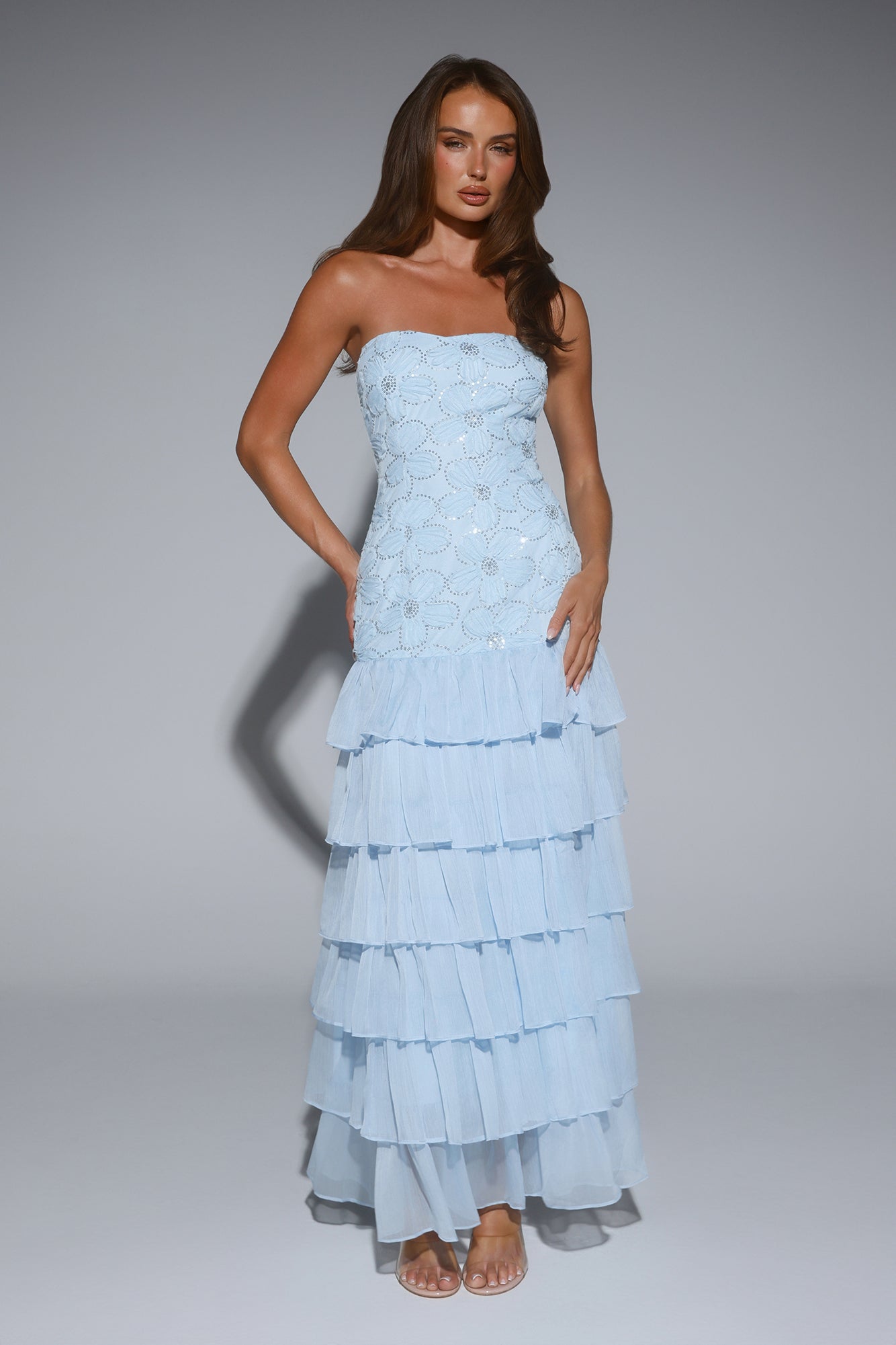Dream State Strapless Maxi Dress Blue