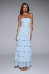 Dream State Strapless Maxi Dress Blue