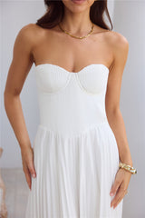 Do Not Disturb Strapless Maxi Dress White