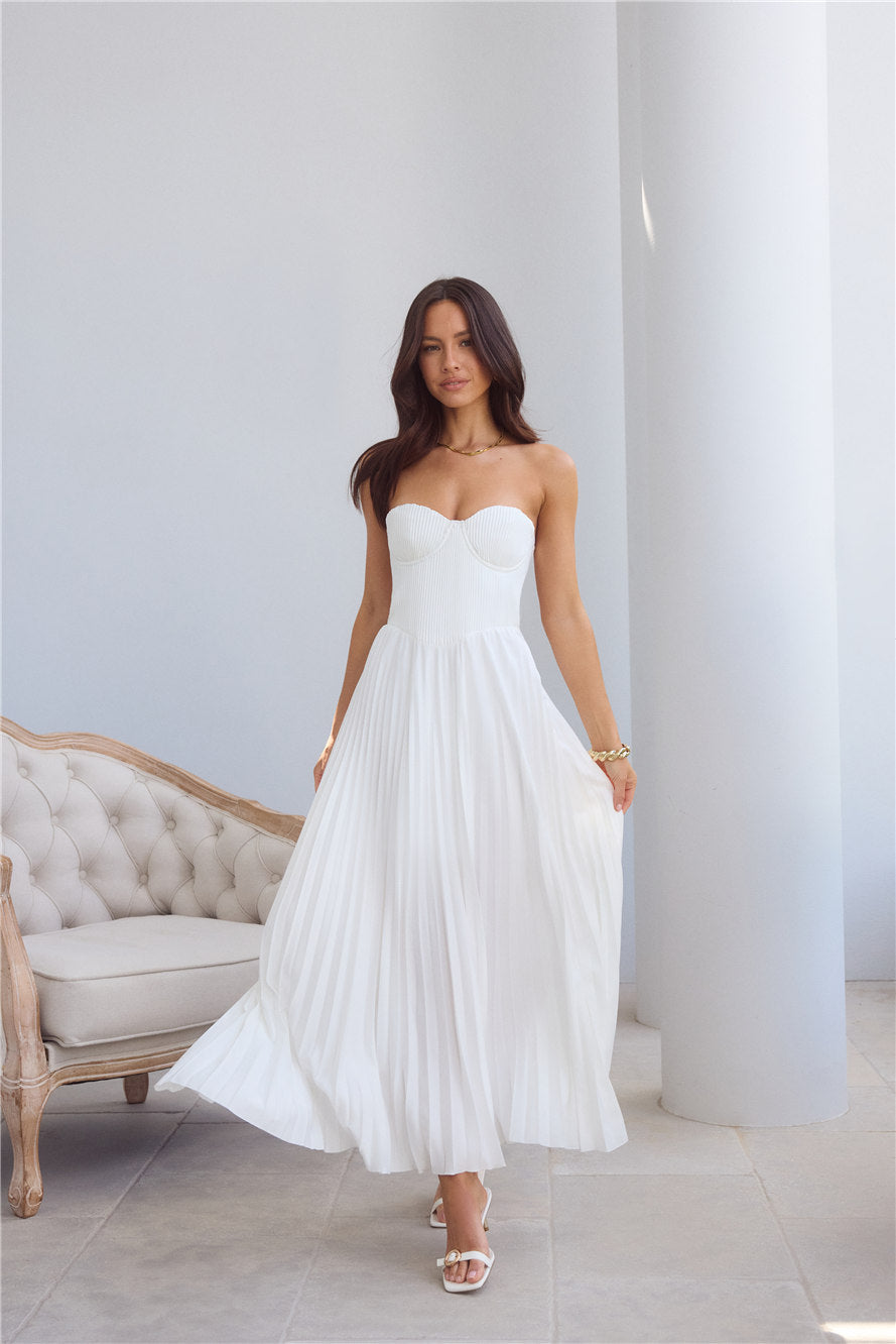 Do Not Disturb Strapless Maxi Dress White
