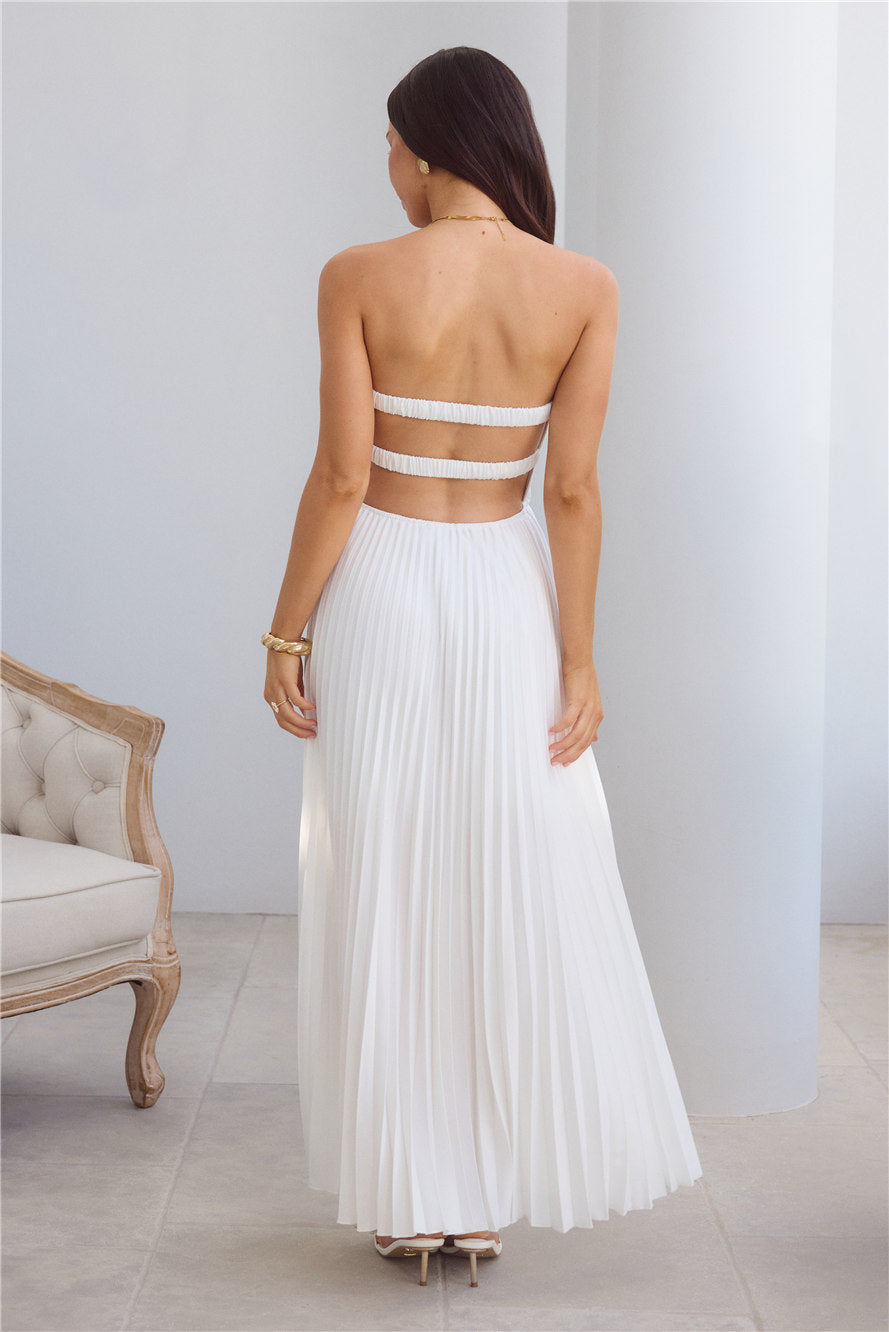 Do Not Disturb Strapless Maxi Dress White