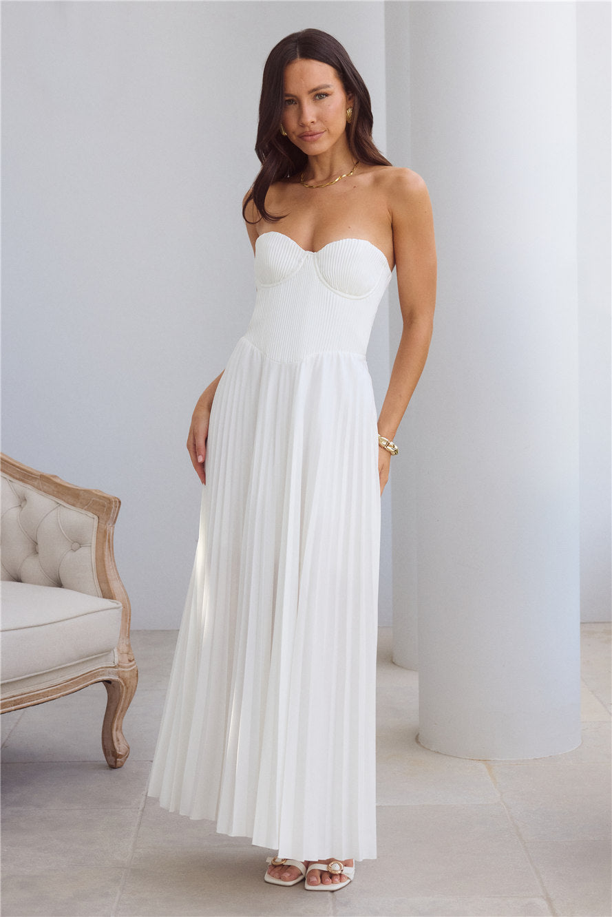 Do Not Disturb Strapless Maxi Dress White