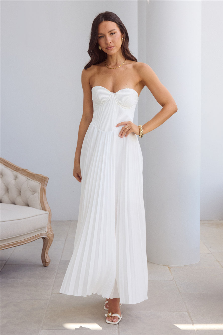Do Not Disturb Strapless Maxi Dress White